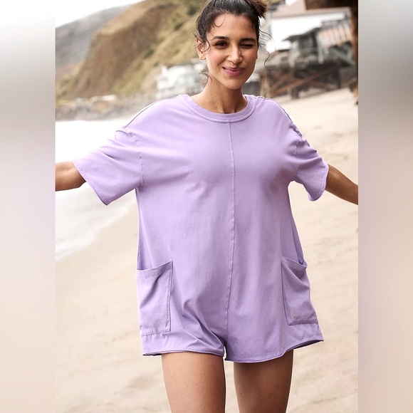 Free People Pants - SOLD OUT Free People Hot Shot Tee Romper Lavender M